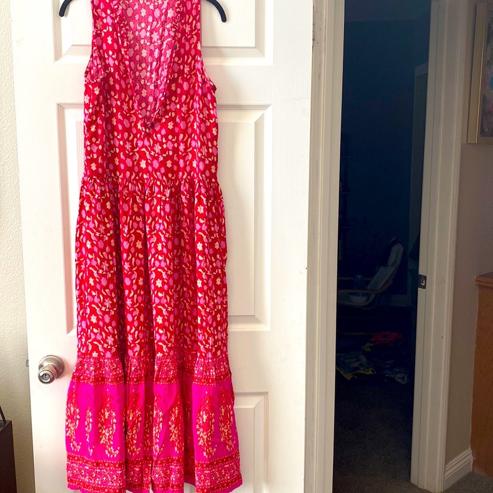 Red and Pink floral maxi dress